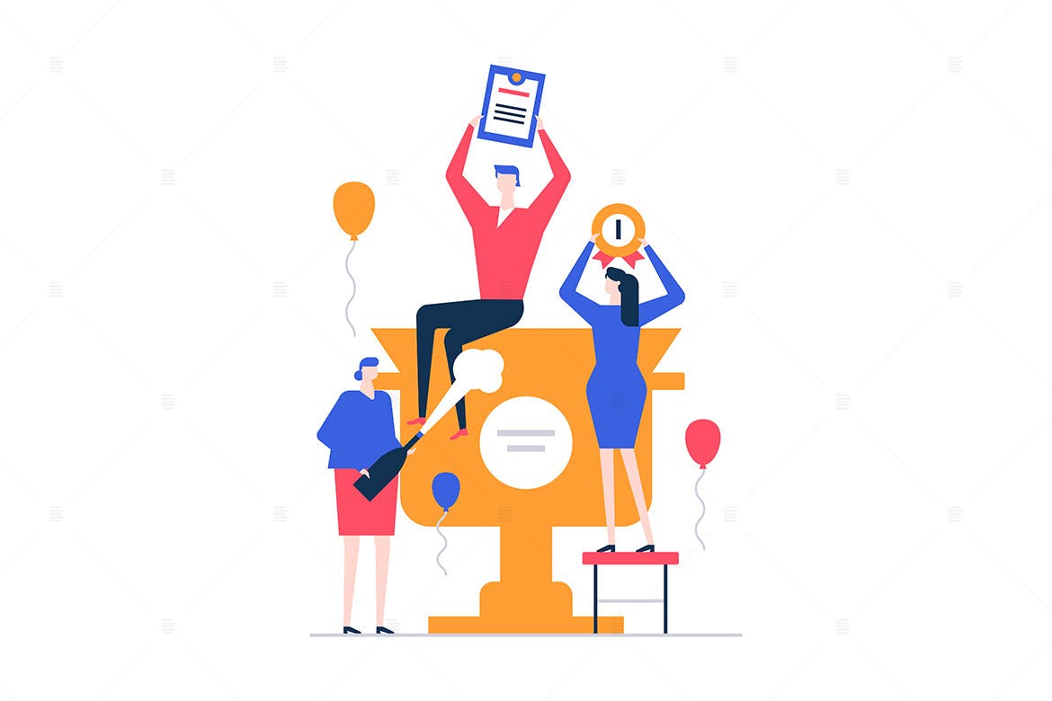 商业成功主题扁平设计风格矢量插画 Business success – flat design style illustration插图