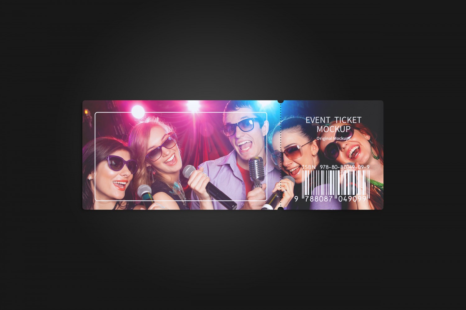 门票入场券设计单张平铺顶视图样机素材库精选模板 Event ticket mockup, top view插图(4)