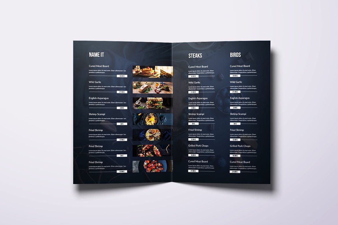 A4&美国信纸尺寸餐厅折页点餐菜牌设计模板 Fresh Minimal Bifold A4 & US Letter Food Menu插图(2)