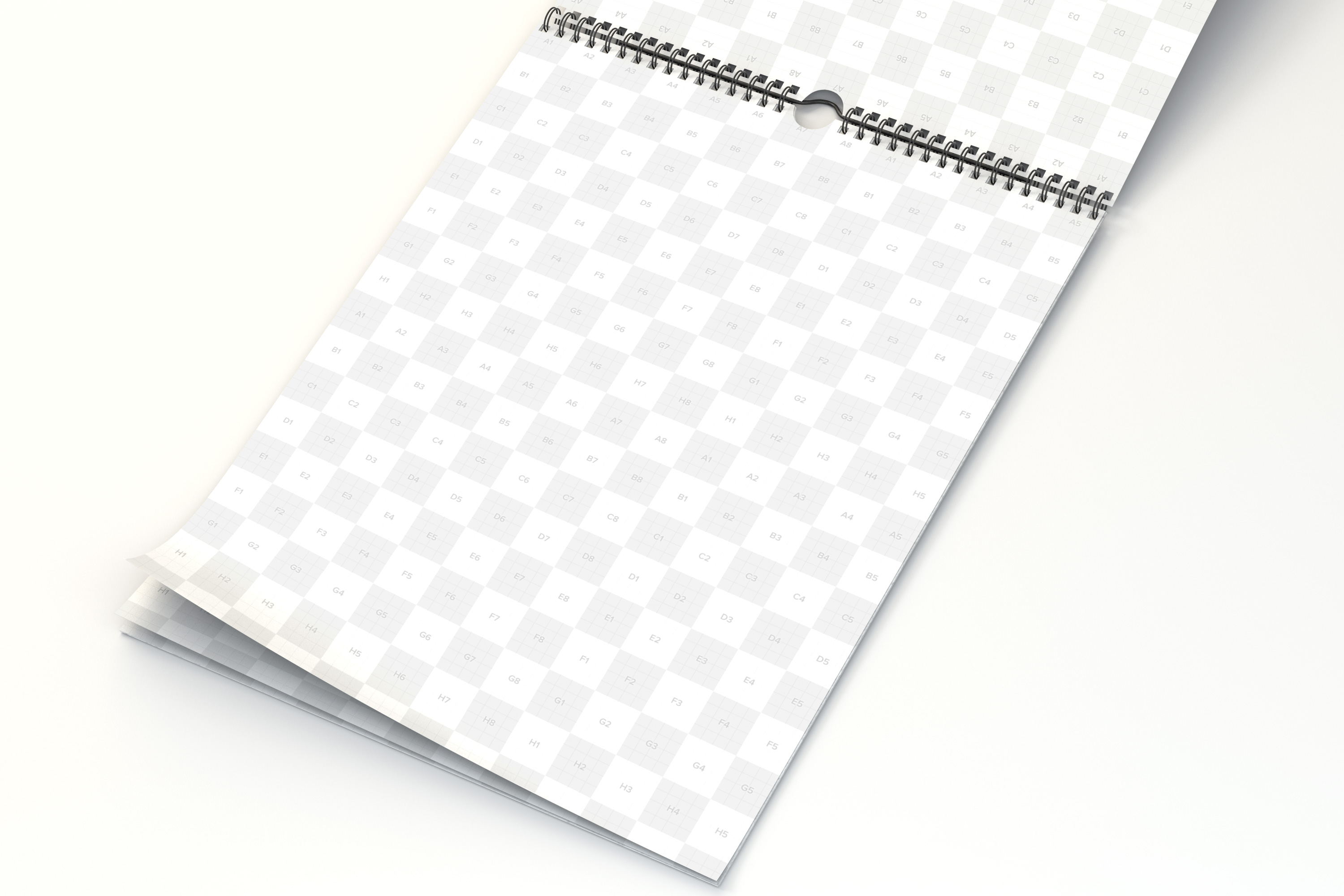 活页日历年历设计展开效果图样机模板 Opened Perspective Wall Portrait Calendar Mockup插图(1)