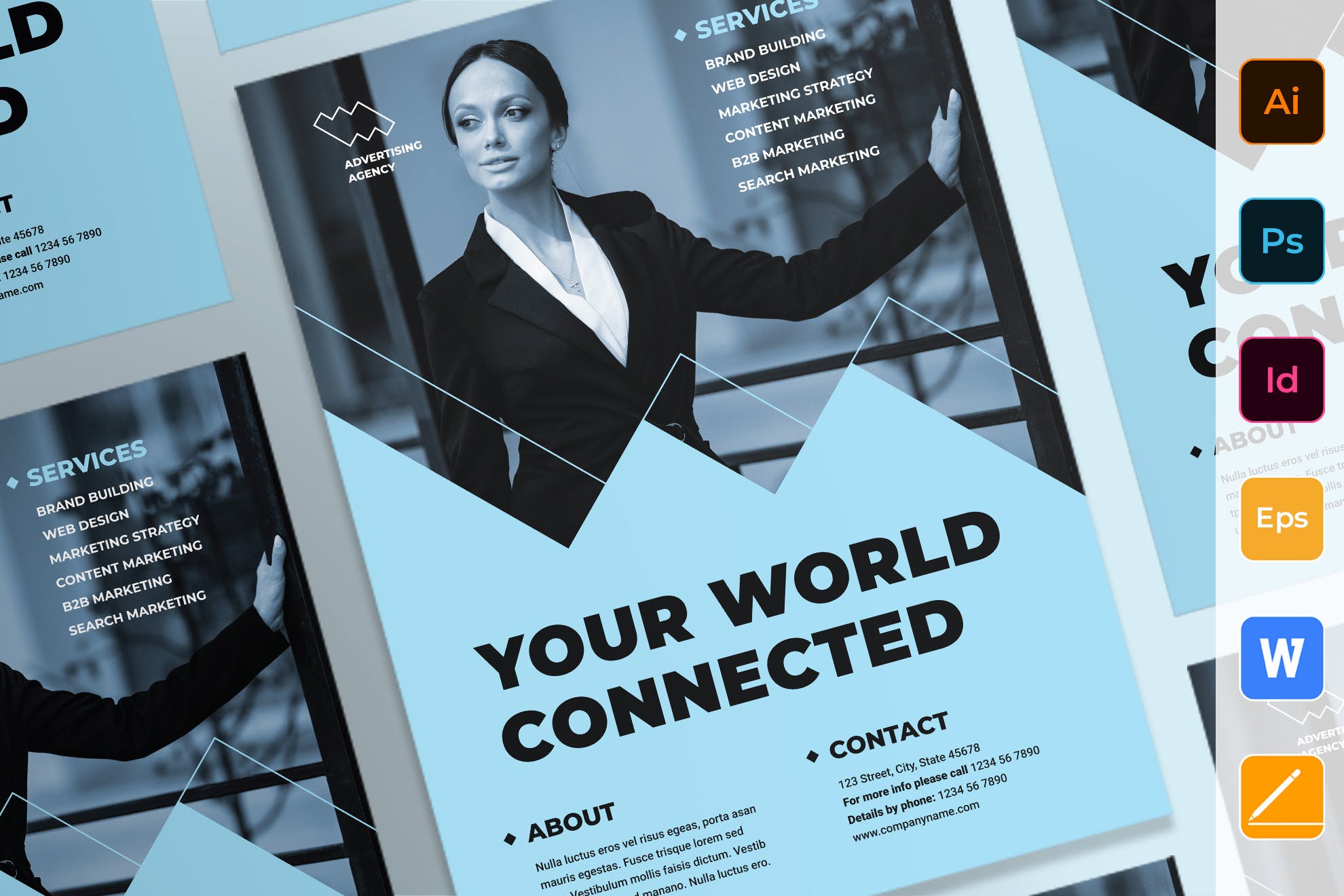 广告顾问广告公司宣传海报PSD素材素材库精选模板 Advertising Consultant Poster插图