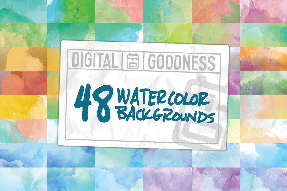 48组四季色彩水彩肌理纹理背景 48 Watercolor Backgrounds插图