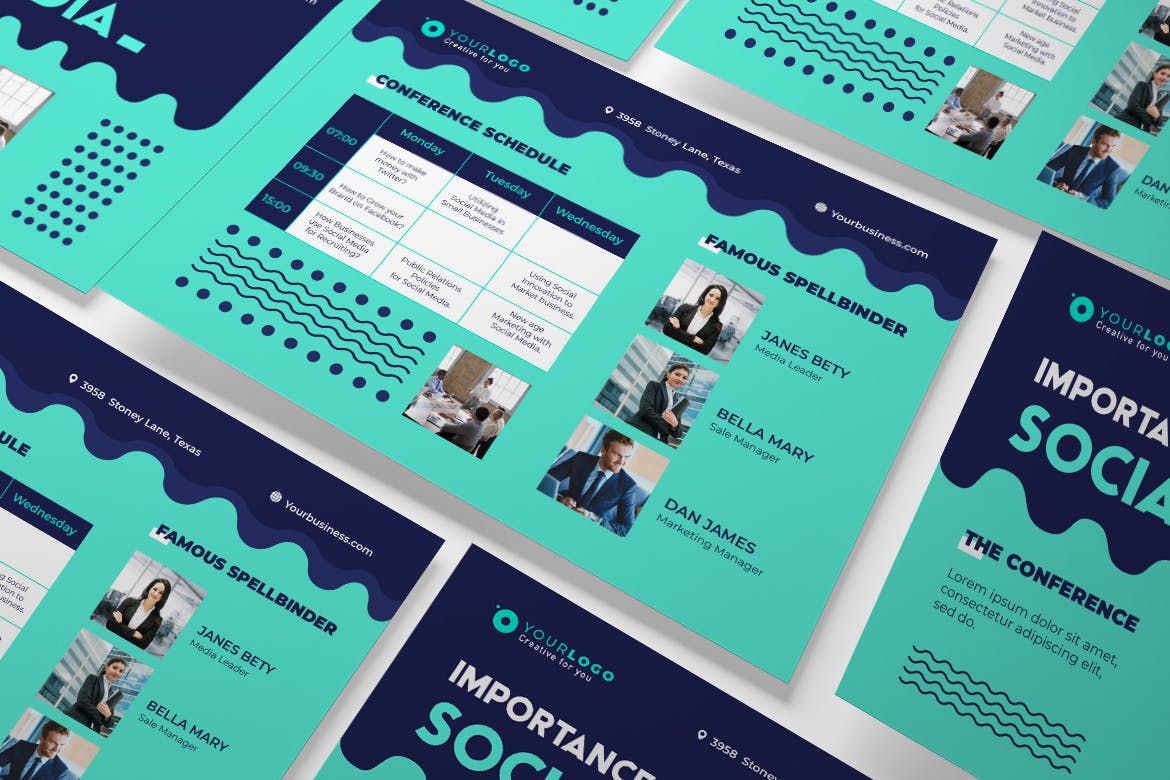 会议/演讲/讲座等活动A5尺寸宣传单模板 Event Conference A5 Business Flyer插图(1)