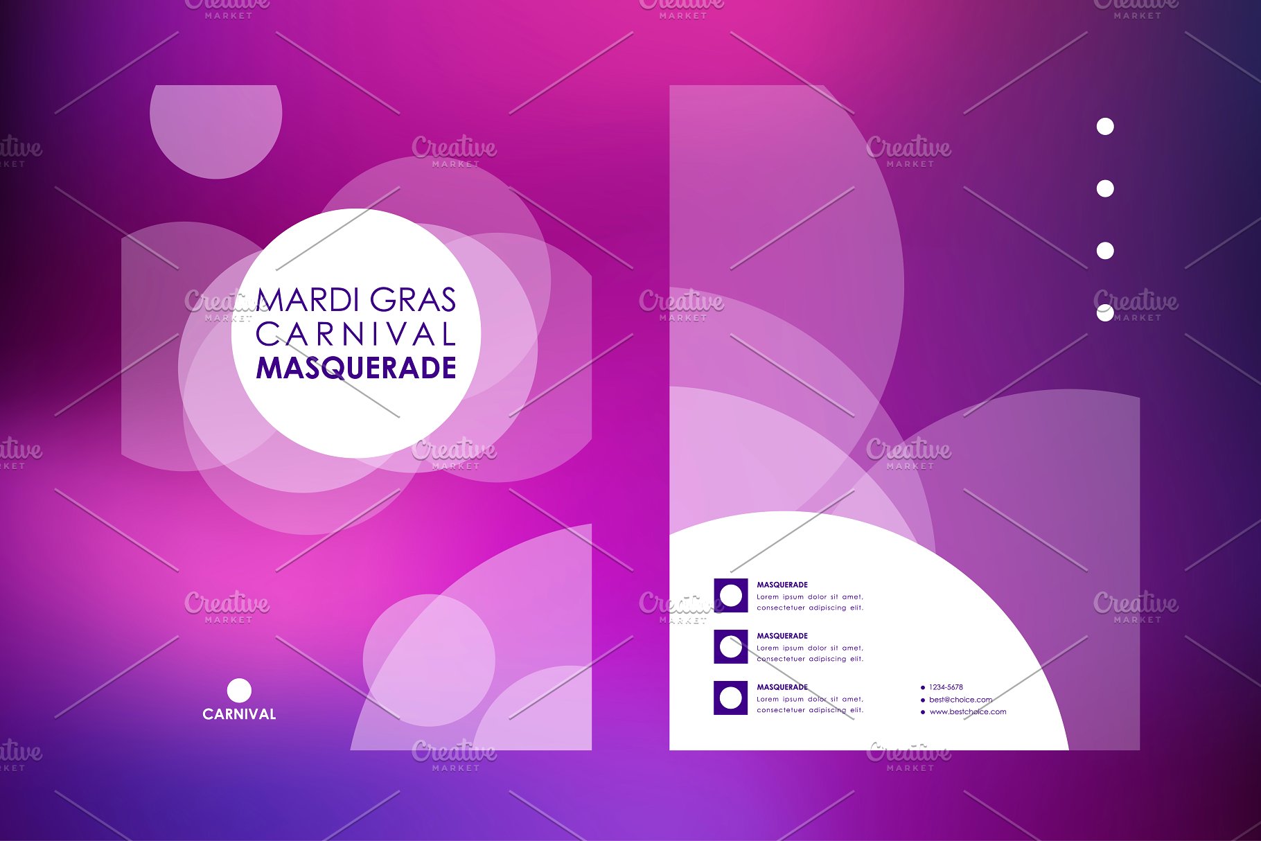 美国狂欢节主题小册子模板 Mardi Gras Brochures插图(1)