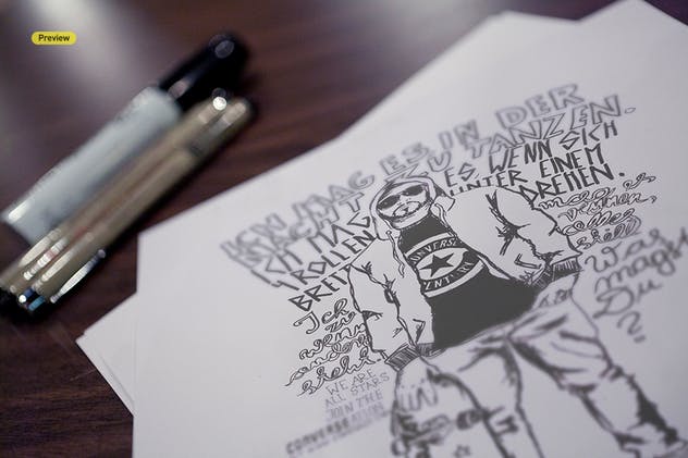 设计草图展示样机合集 Illustration Sketch Logo Close-Up Mock-Ups插图(5)