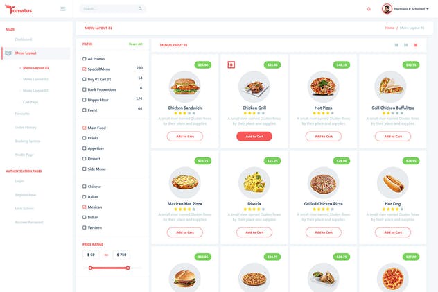 餐厅用户界面订餐系统UI套件 Tomatus-Restaurant User Website & Dashboard UI Kit插图(4)