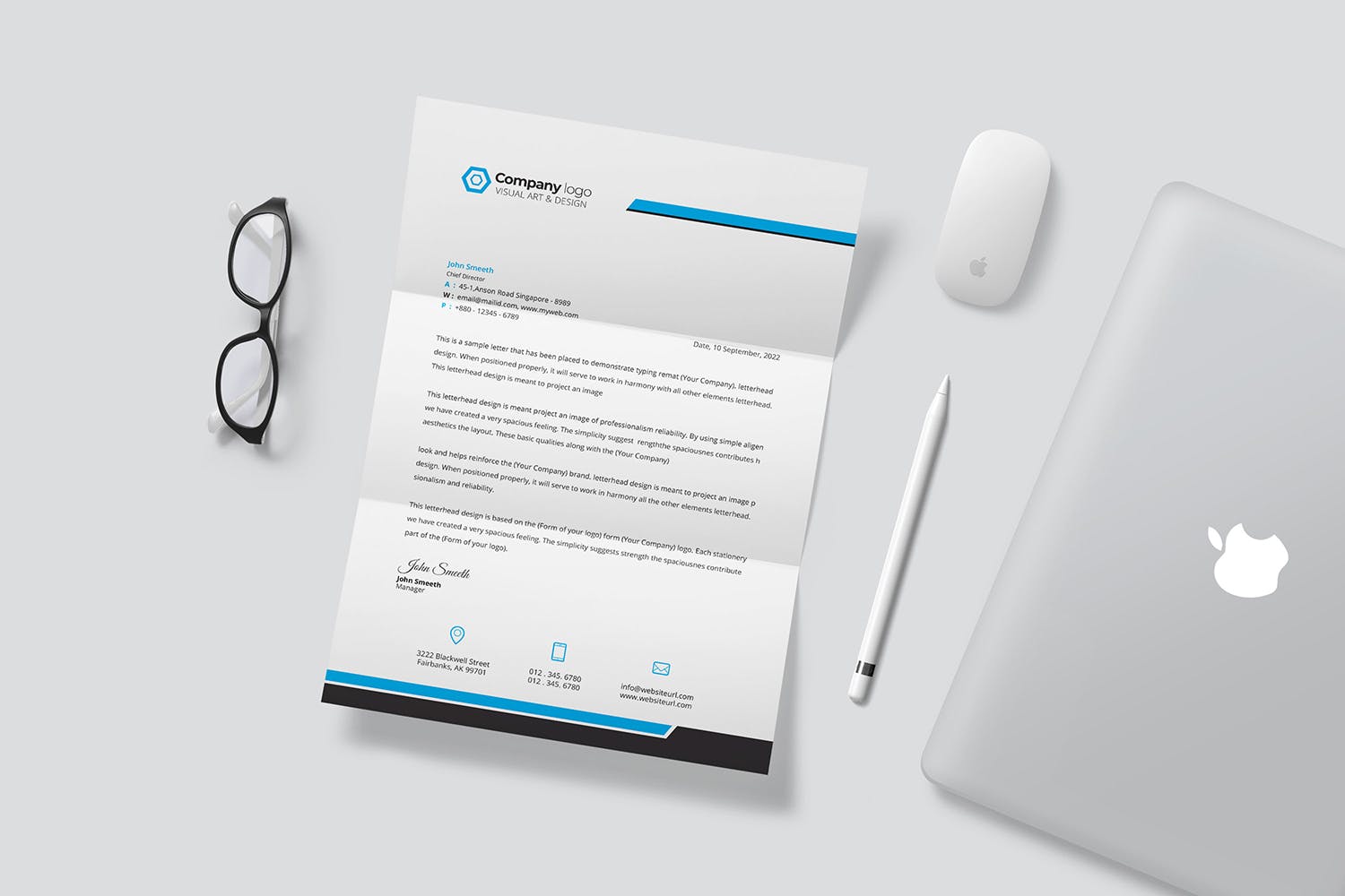 企业定制信纸排版设计模板 Letterhead插图