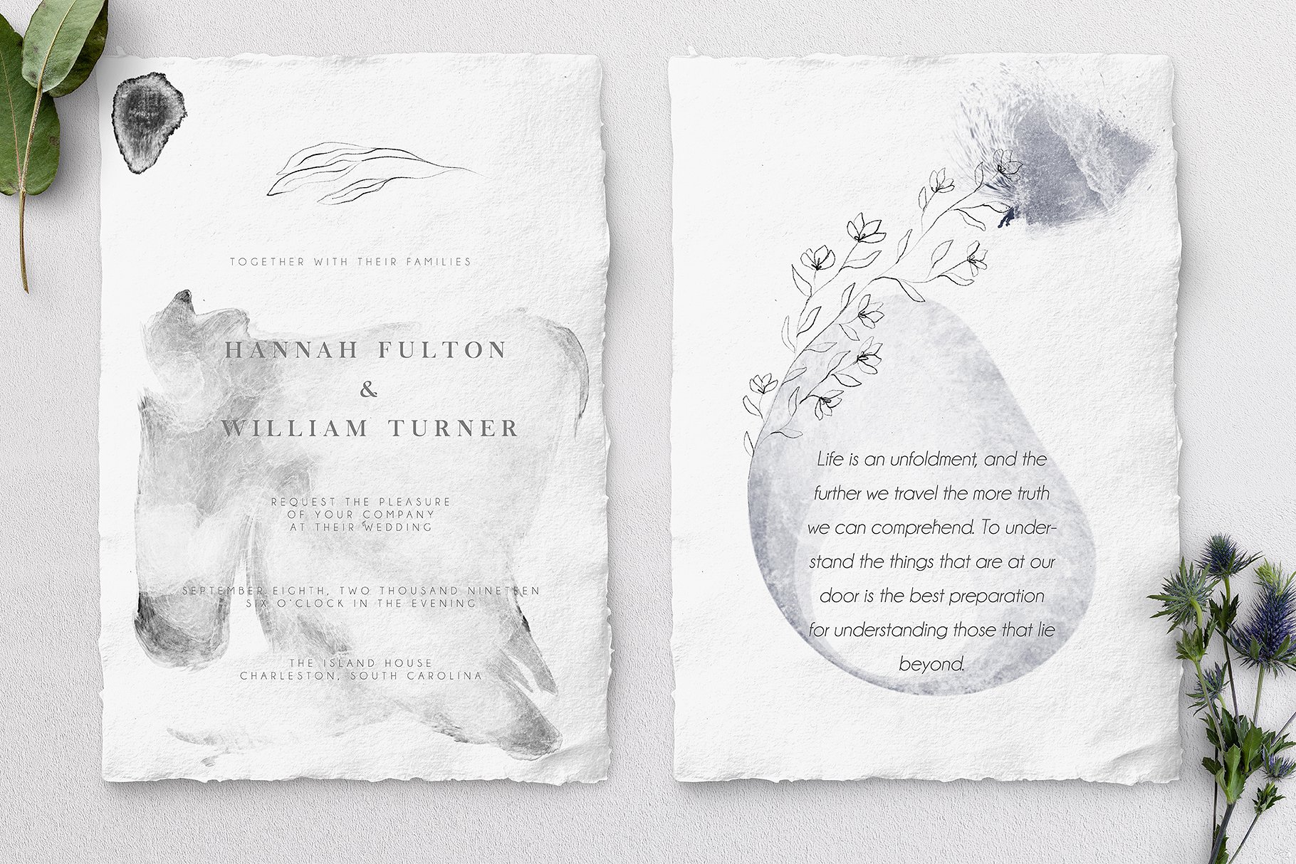 优雅水墨植物花卉元素水彩剪贴画合集 Night Time Collection插图(6)