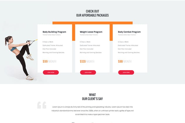 健身俱乐部官网网站设计PSD模板 Fitness Gym Body Building Club PSD Template插图(3)