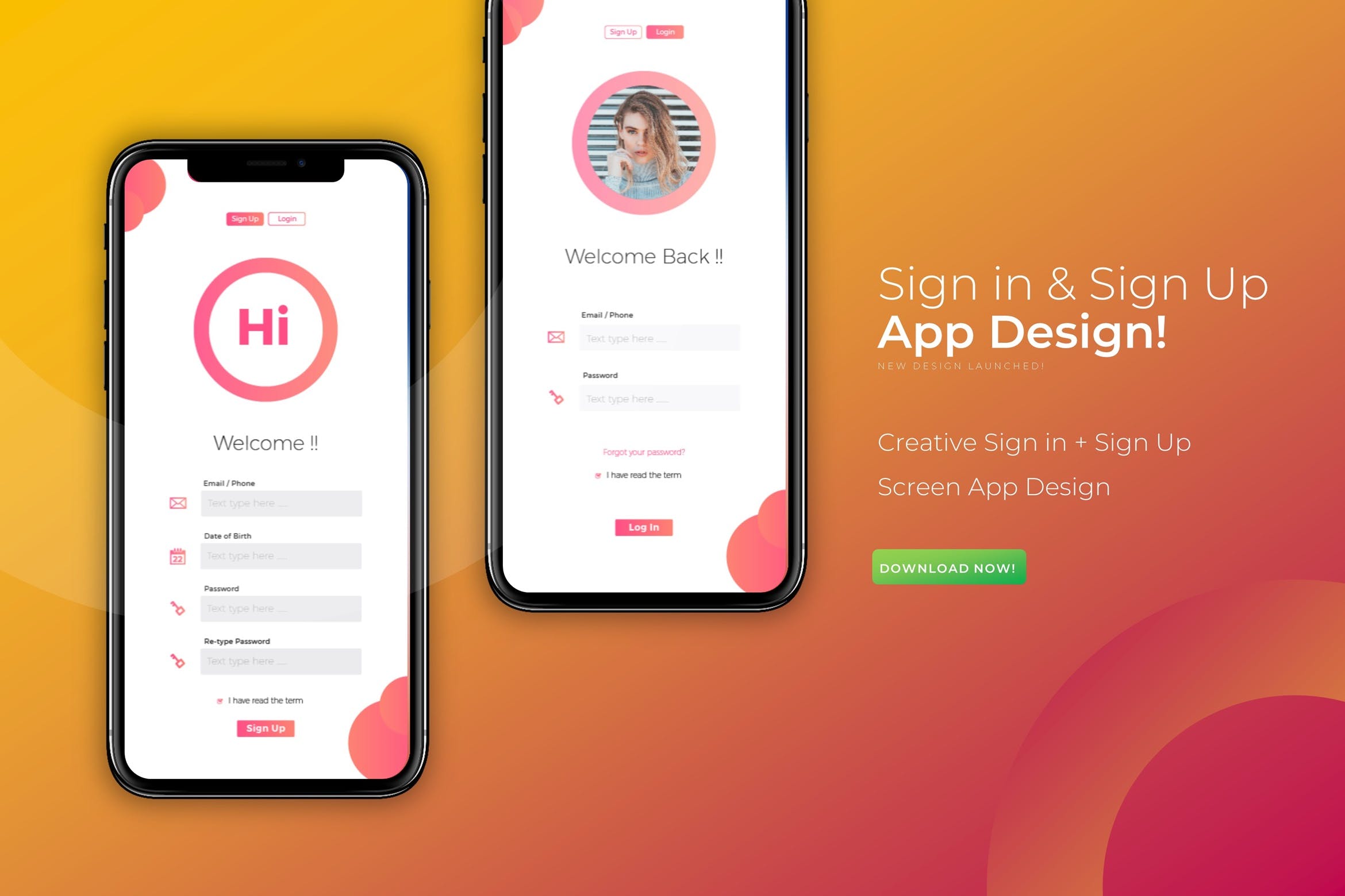 现代设计风格APP应用注册登录界面设计素材库精选模板 Modern Login＆ Sign Up | App Design插图
