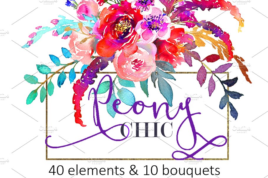 紫色水彩花卉剪贴画 Purple Watercolor Flowers Clipart插图(5)