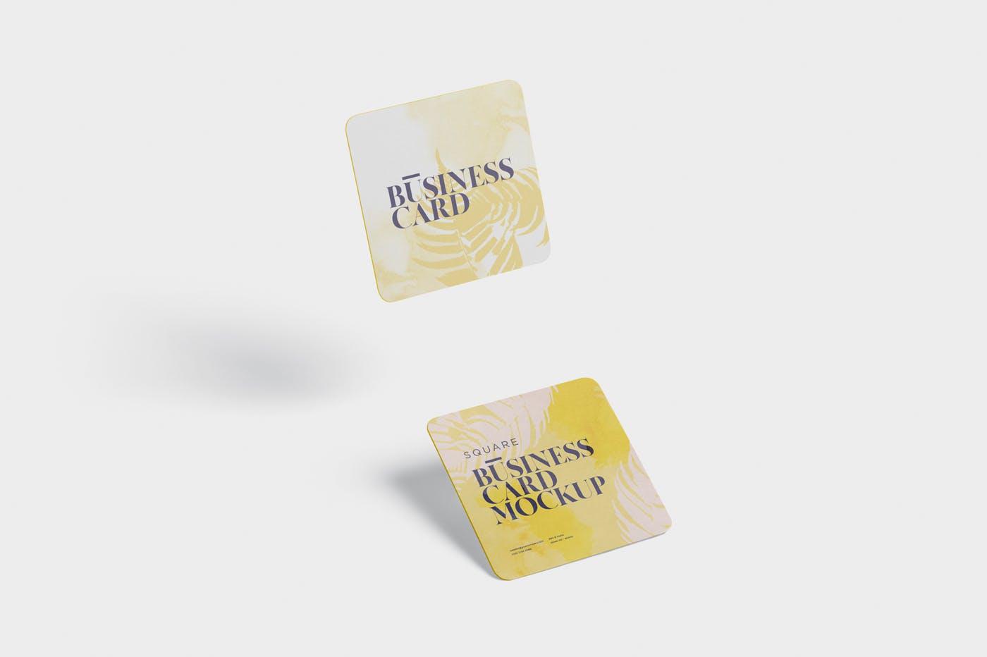 圆角设计风格企业名片效果图素材库精选 Business Card Mockup – Square Round Corner插图(4)