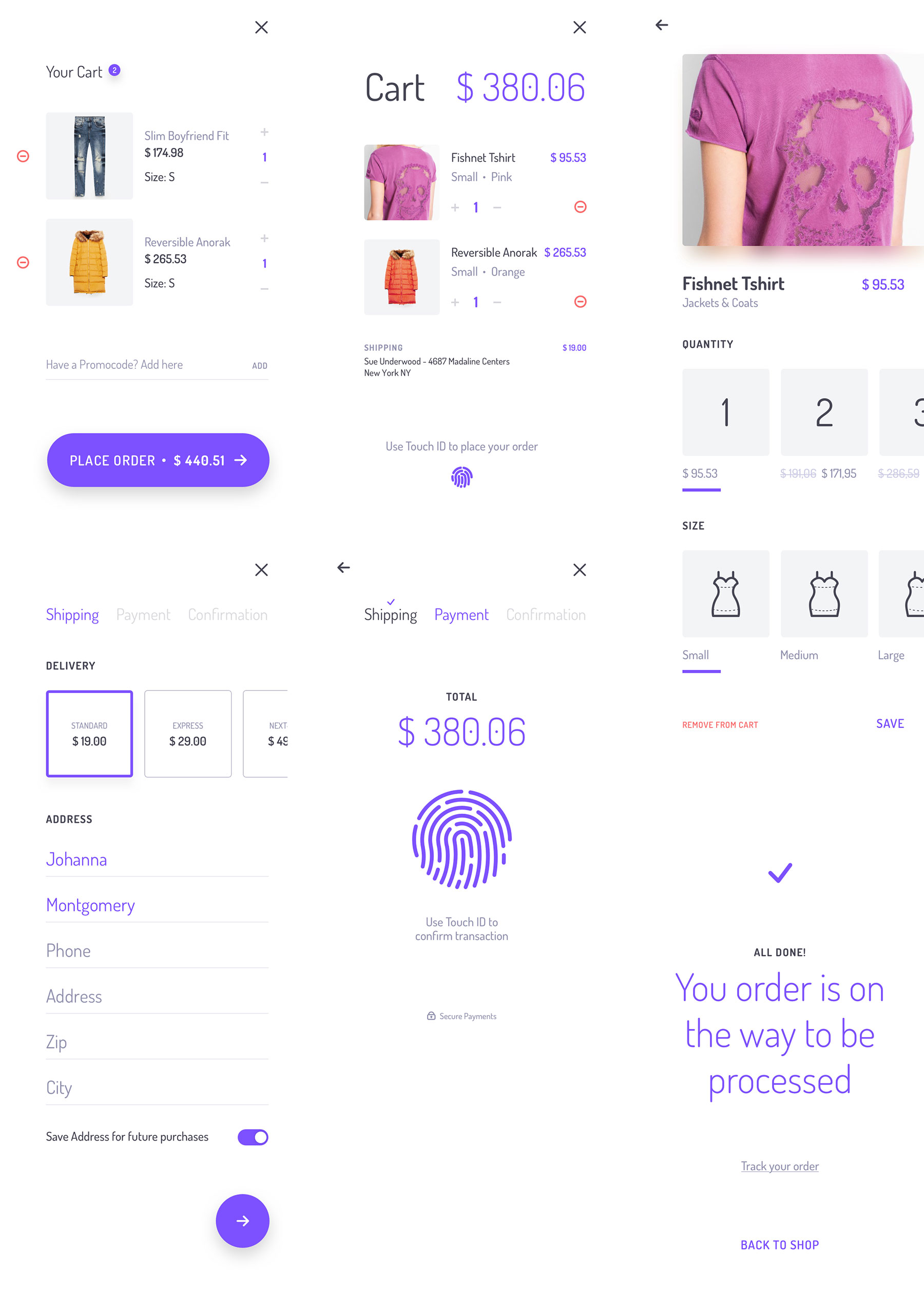 Unveile 购物车和结算界面