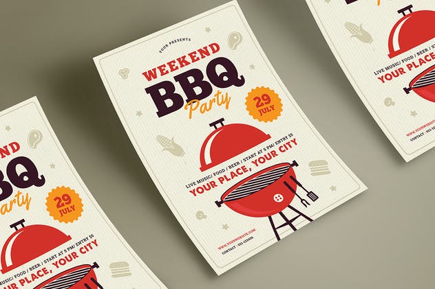 烧烤派对传单模板 Barbeque Party Flyer插图(1)