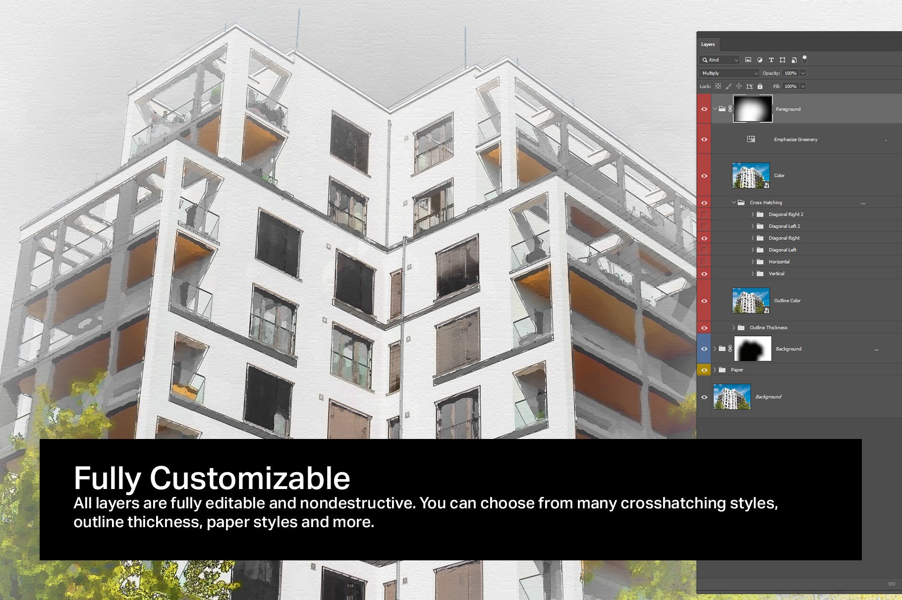 10个人工智能建筑素描草图生成PS动作 10 AI Architecture Sketch Photoshop Actions插图(4)
