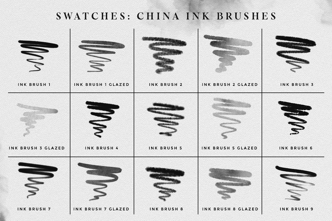 墨水水渍晕染笔刷 Ink Brushes – Photoshop version插图(4)