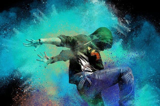 炫彩粉末喷溅特效PS动作 Color Dust Photoshop Action插图(2)