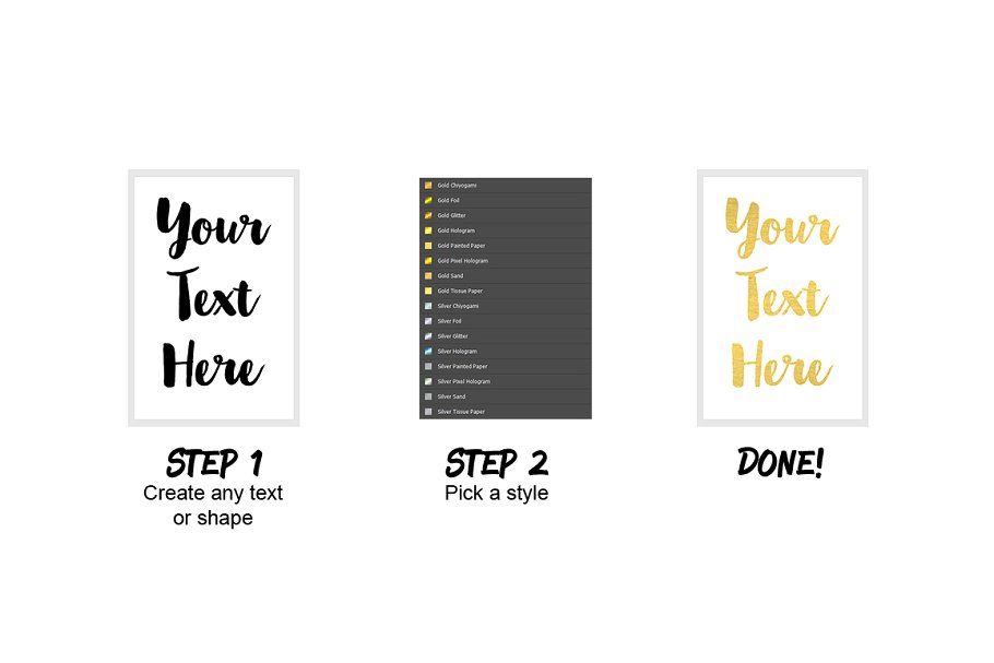 24款实用银色和金色图层样式 24 Silver and Gold Styles插图(2)