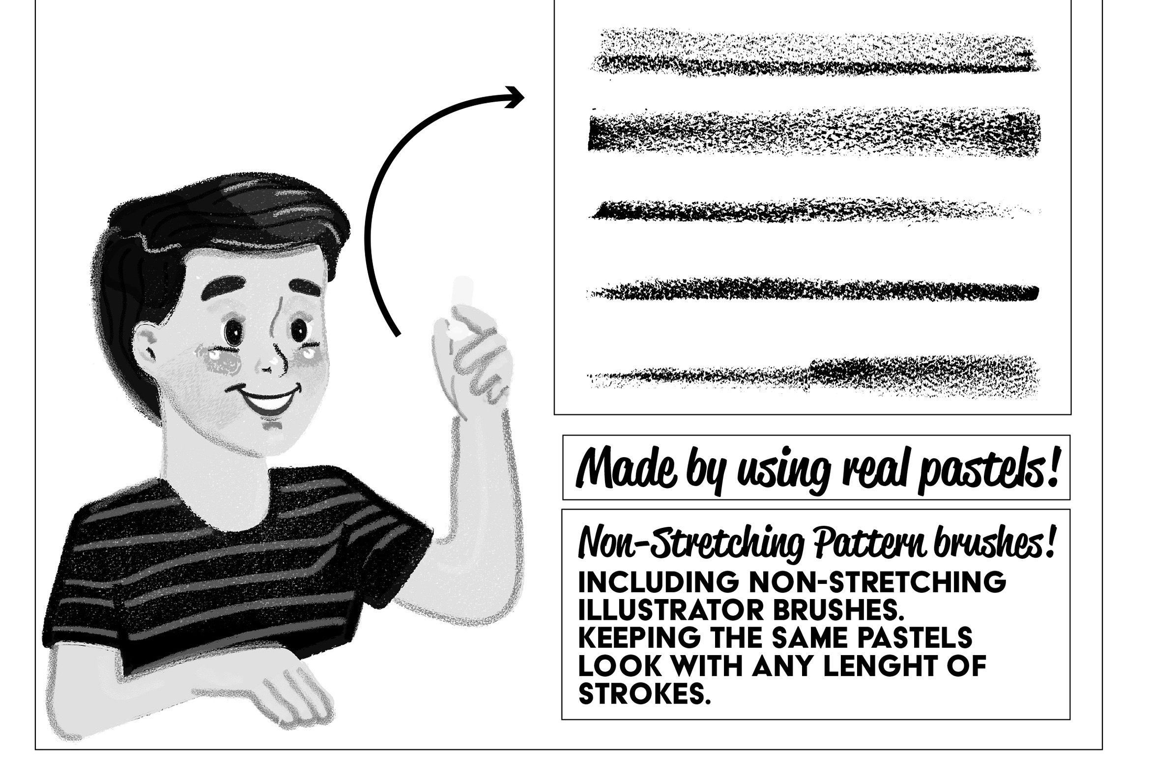 43种风格彩色蜡笔 AI&PS 笔刷集 Pastels Illustrator Brush-Kit插图(5)