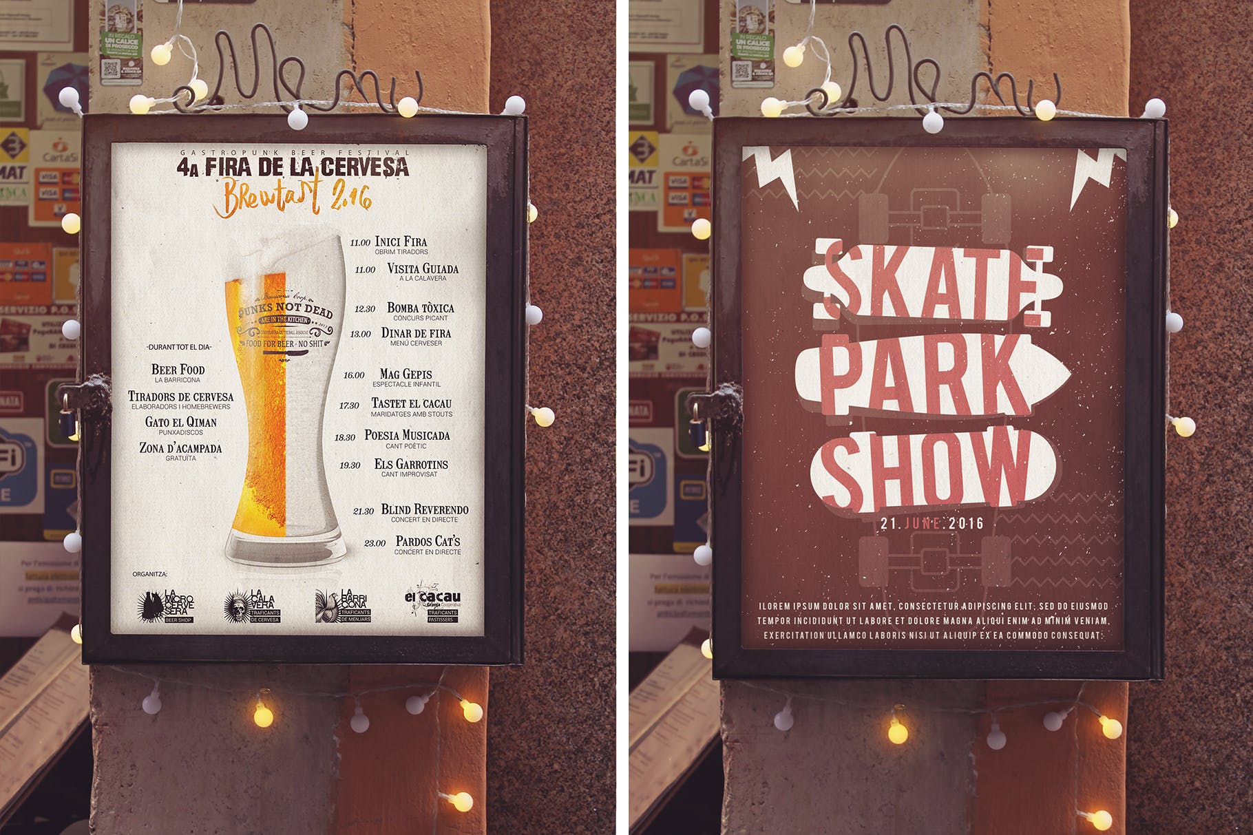 饭店餐厅菜单/广告橱窗设计效果图样机模板 Menu Vertical Mockup插图(1)