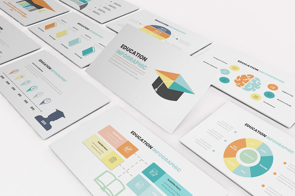 教育主题信息图表风格素材库精选PPT模板 Education Infographic Powerpoint Template插图(9)