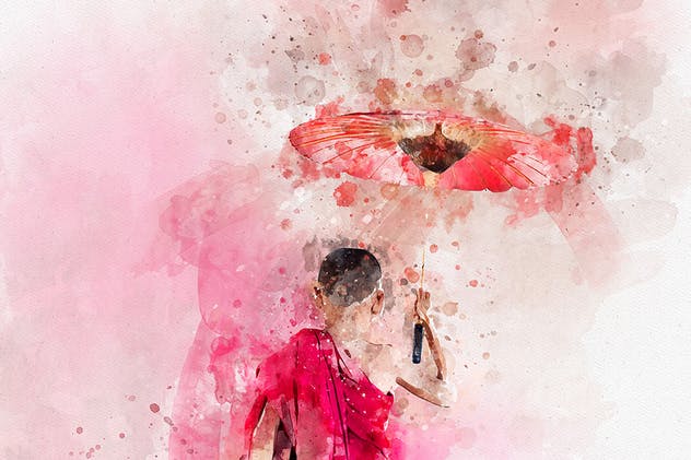 水彩艺术插画照片效果一键生成PS动作 Perfectum 2 – Watercolor Artist Photoshop Action插图(2)