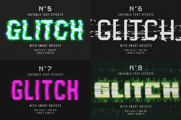 毛刺字体特效设计PSD模板 Photoshop Glitch Text Effects插图(12)