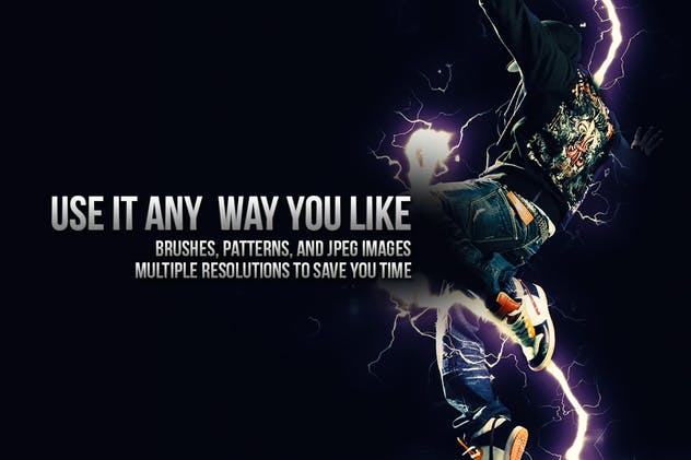 180款闪耀雷击雷电闪电图案PS笔刷 180 Electrifying Lightning Strikes插图(1)