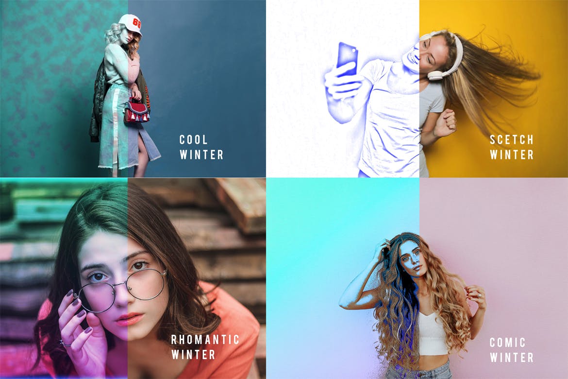 照片添加冬天雪花冰霜氛围特效素材库精选PS动作 Winter Pack Photoshop Action插图(3)