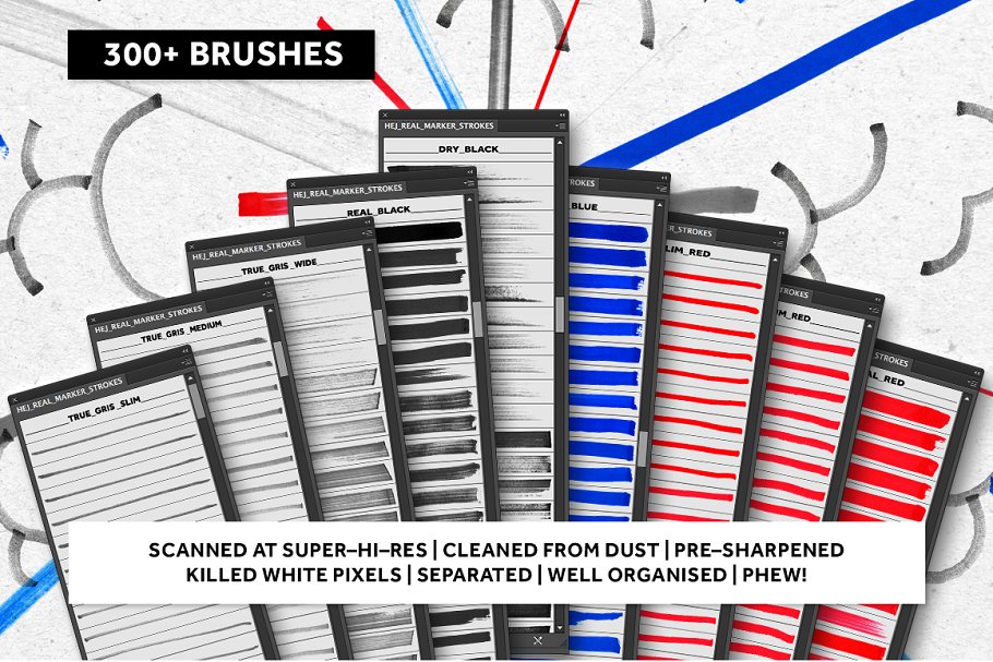 300+逼真记号笔画笔AI笔刷 300+ REAL MARKERS FOR ILLUSTRATOR插图(2)
