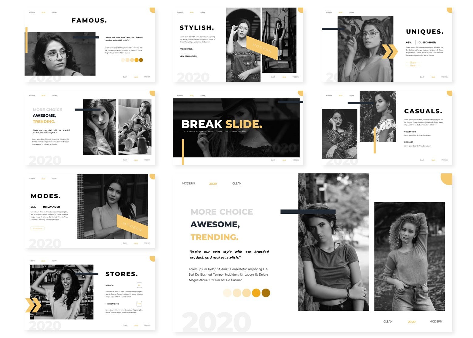 平面模特/创意摄影服务企业素材库精选PPT模板 Modes | Powerpoint Template插图(2)