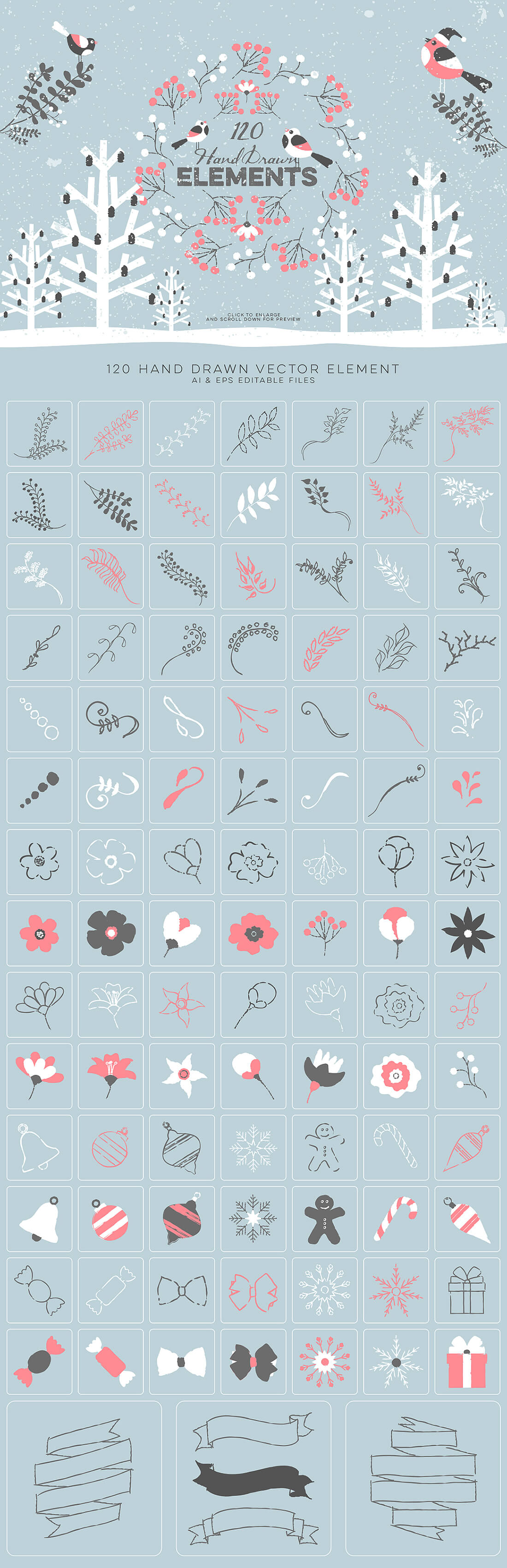 圣诞特典：400+圣诞主题设计素材包 Christmas Bundle 2016（2.35GB, AI, EPS, PSD 格式）插图(13)