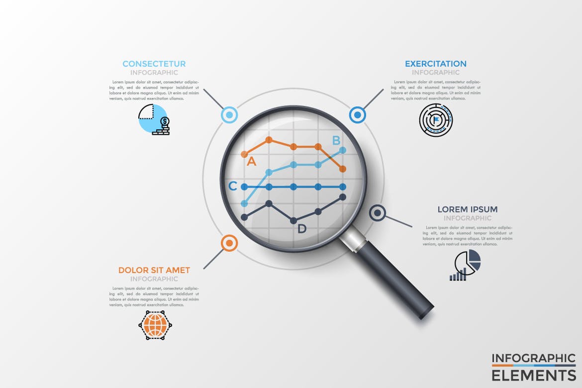 放大镜信息图表图形矢量设计模板 Objectum Infographic: Magnifier插图(2)