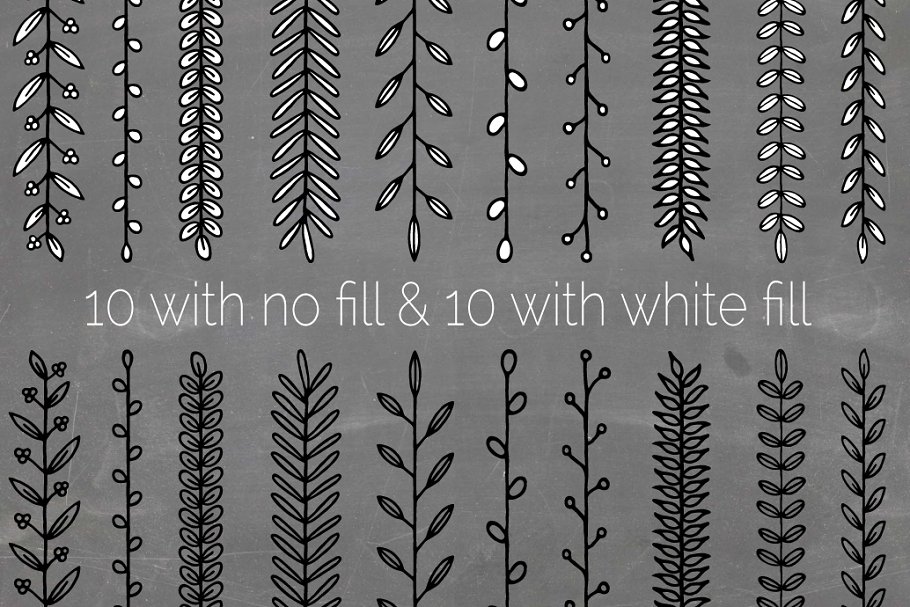 手绘叶子&花卉AI笔刷 Hand Drawn Floral Leaf Brushes插图(2)