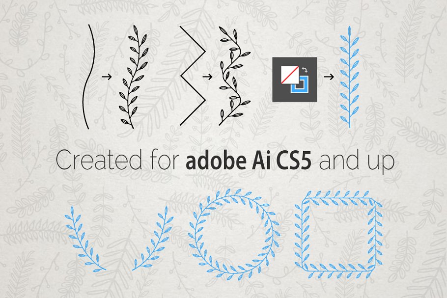 手绘叶子&花卉AI笔刷 Hand Drawn Floral Leaf Brushes插图(1)