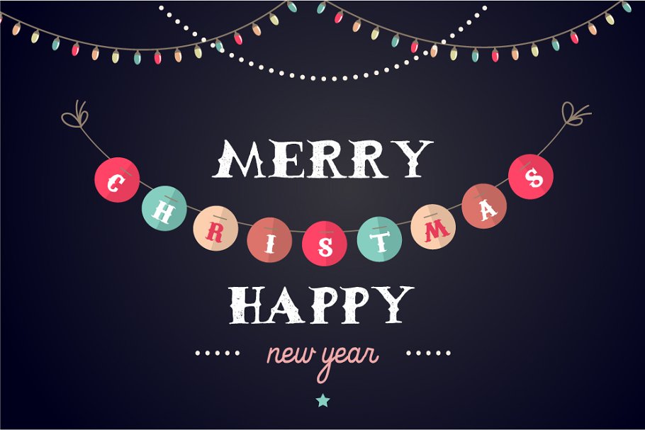 节日装饰元素图案AI笔刷 Holidays Garland Brushes set + bonus插图(2)