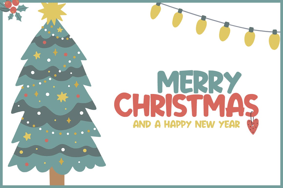 节日主题设计风格英文无衬线装饰字体素材库精选 Festive Cheer Font插图(3)