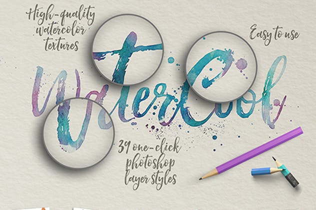 水彩艺术创作样式设计素材 WaterCool Kit. Watercolor Styles插图(2)