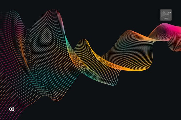 数字线性波浪线条图案PS笔刷 Digital Linear Waves Photoshop Brushes插图(3)