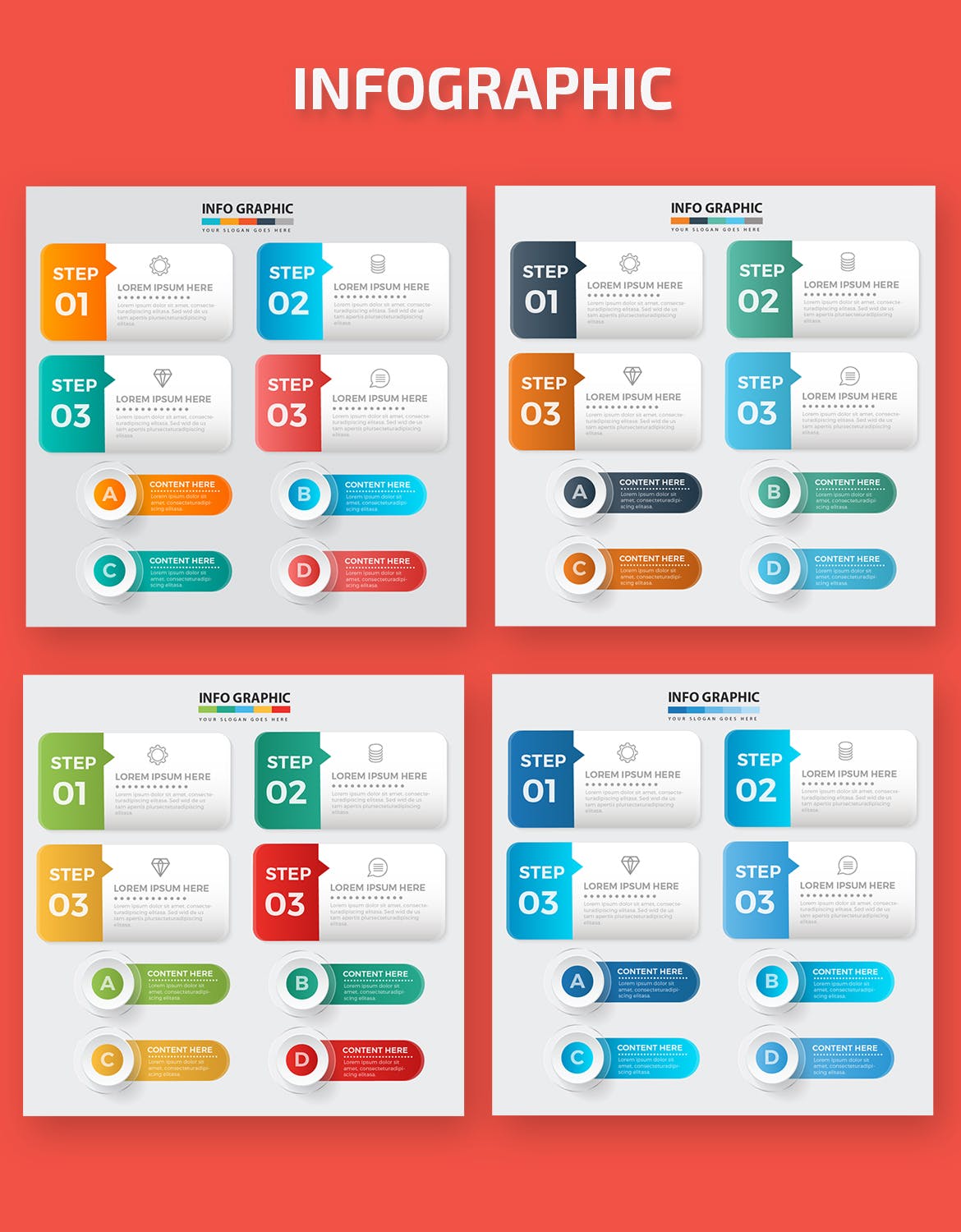 适用于设计流程步骤信息图表设计的素材包 Infographic Elements Design插图(1)