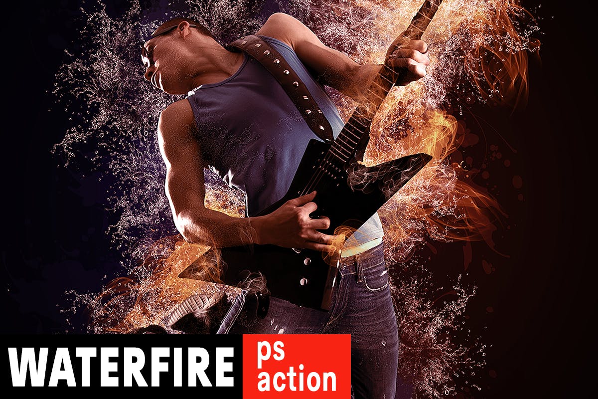 一半水一半火焰闪耀照片特效PS动作 Waterfire Photoshop Action插图