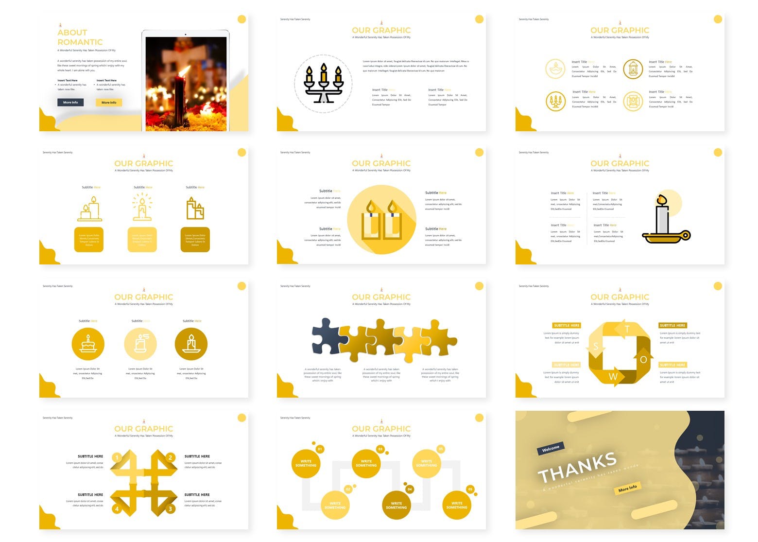 烛光蜡烛元素版式设计素材库精选谷歌演示模板 Candelu | Google Slides Template插图(3)