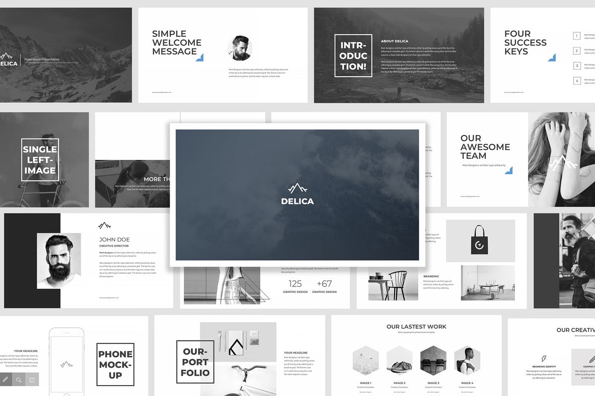 创意极简主义项目/企业宣传精美PPT模板下载 Delica Powerpoint Presentation插图