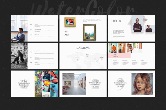 水彩元素企业介绍PPT模板 WaterColor – Powerpoint Template插图(8)