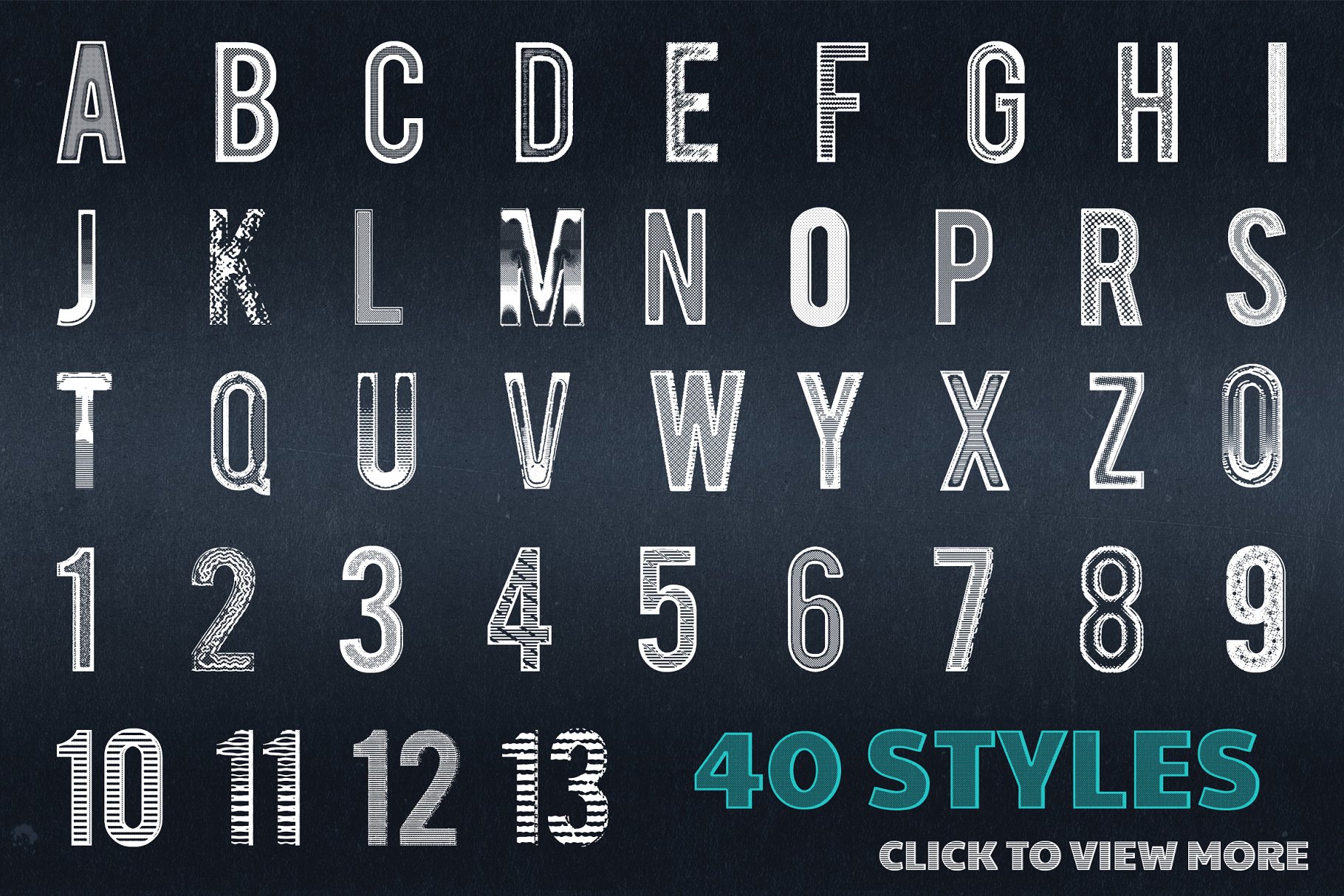 40款复古字体样式&动作[for AI] 80s PRESS for Adobe Illustrator插图(2)