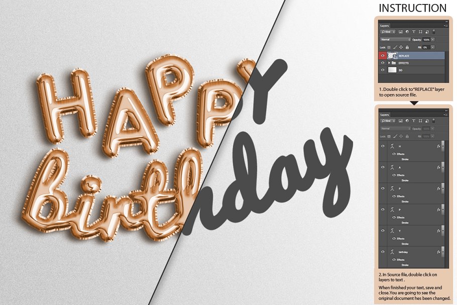 逼真的金箔气球文字效果 FOIL BALLOON TEXT EFFECT插图(3)