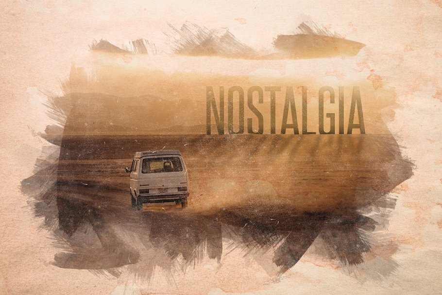 水彩形状怀旧风格叠层PS笔刷 Nostalgia: Old Watercolor Overlays插图