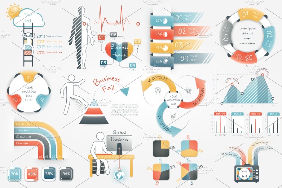 信息图表幻灯片设计元素素材 Infographic Elements Bundle插图(1)