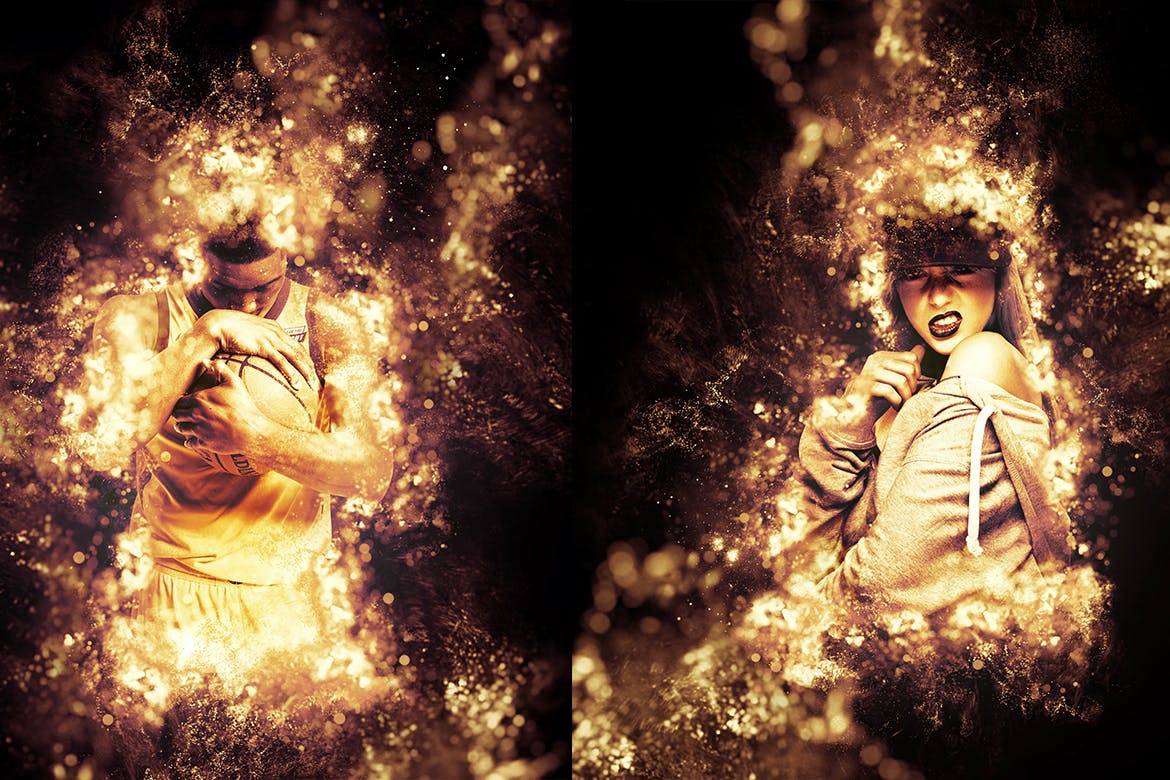 炫酷华丽金色粒子背景人物摄影Gif动画特效PS动作 Gif Animated Allure Photoshop Action插图(3)