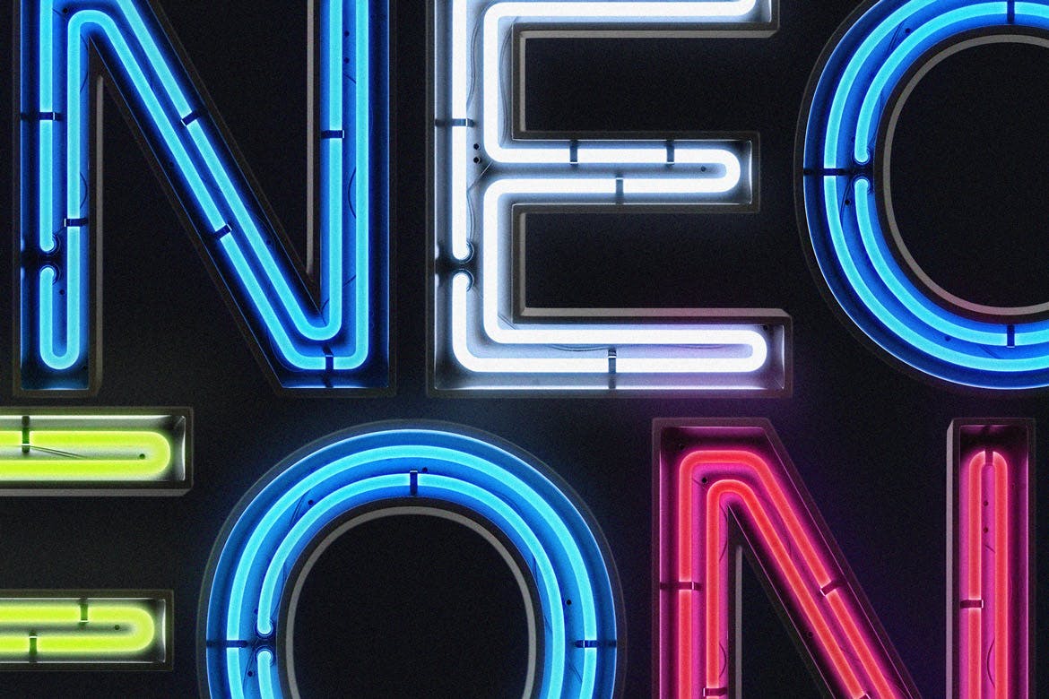26个3D风格霓虹灯字母设计PSD模板 Neon Alphabet Kit插图(3)